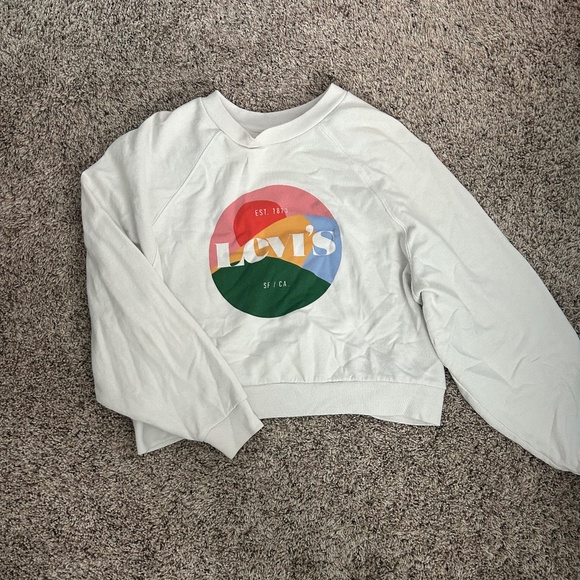 Levi’s Cropped White Crewneck Size Medium - Picture 1 of 2